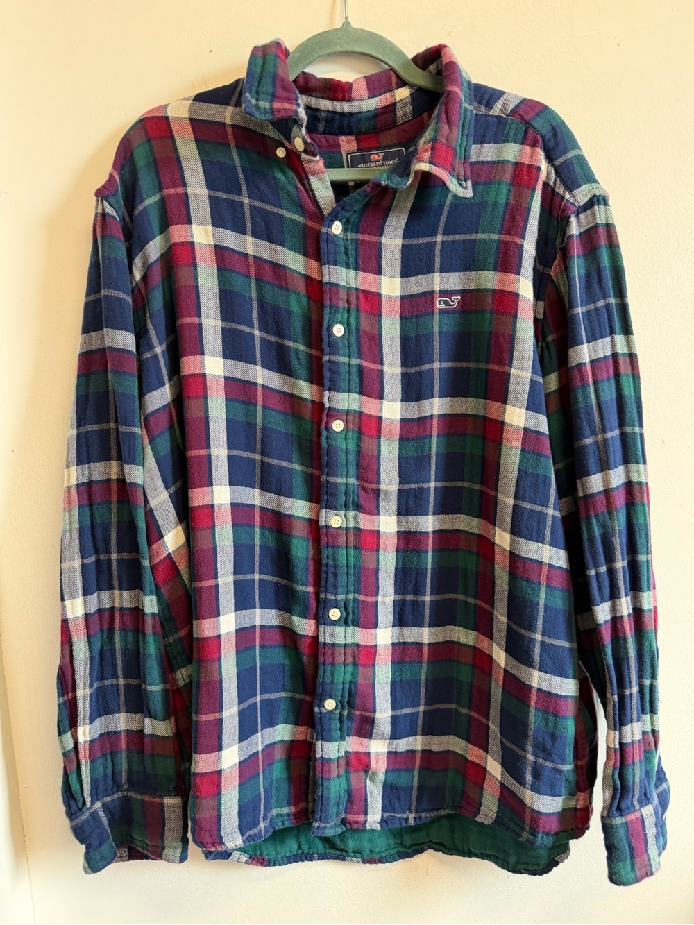 Vineyard Vines Classic Fit Whale Plaid Flannel Button-Up Shirt XL